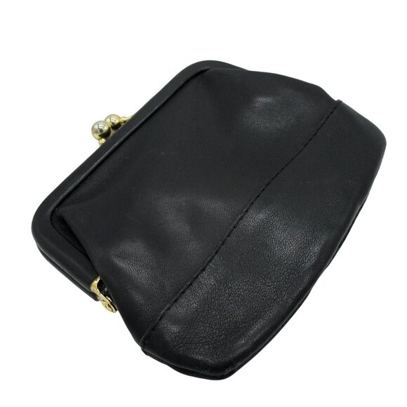 Vintage COACH Black Soft Leather Kisslock Change Purse Quiet Luxury 1980's - Picture 2 of 7